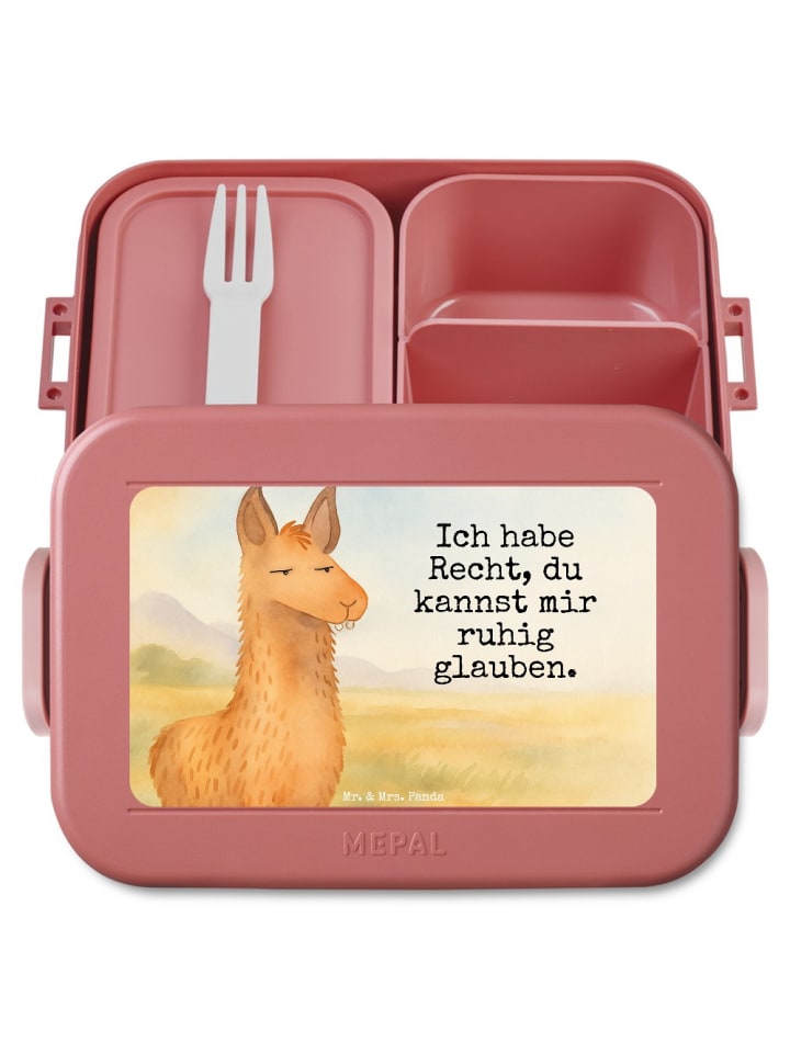 Bentobox Lamakopf Genervt Design mit Spruch in Rot Pastell