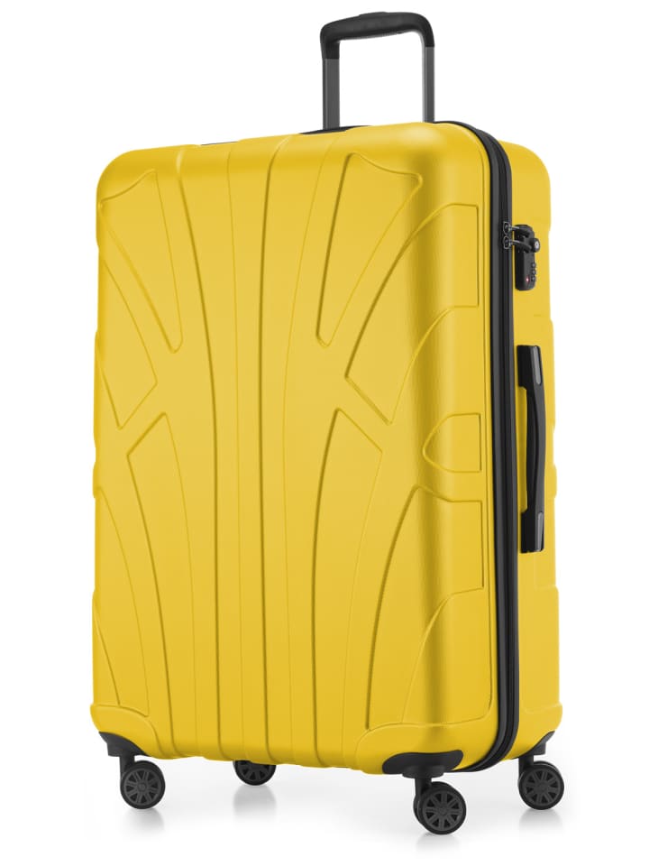 Großer Reisekoffer Trolley erweiterbar XL Koffer 4 Rollen TSA 110 L in Gelb