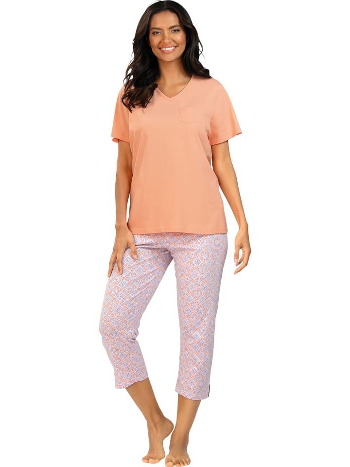 Single-Jersey Schlafanzug in apricot