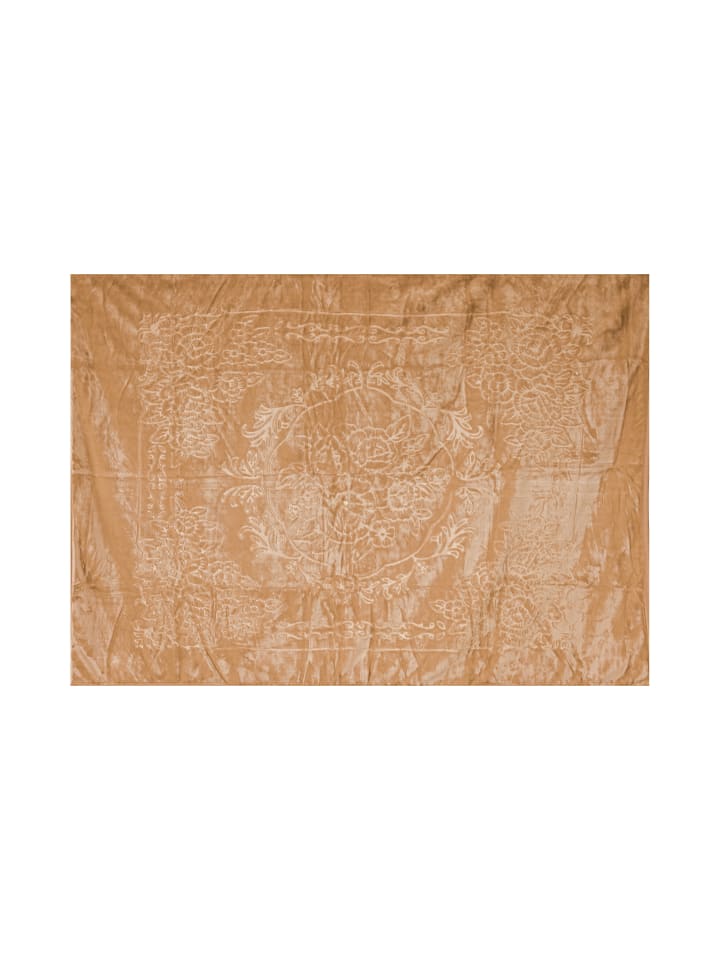 Almina Extra Weiche Wolldecke 160x220 cm 100% PES mit Blumen in Braun