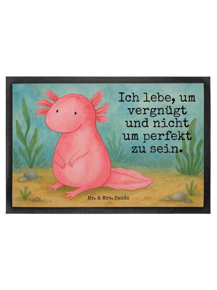Schmutzmatte Axolotl Niedlich Design mit Spruch in Weiß