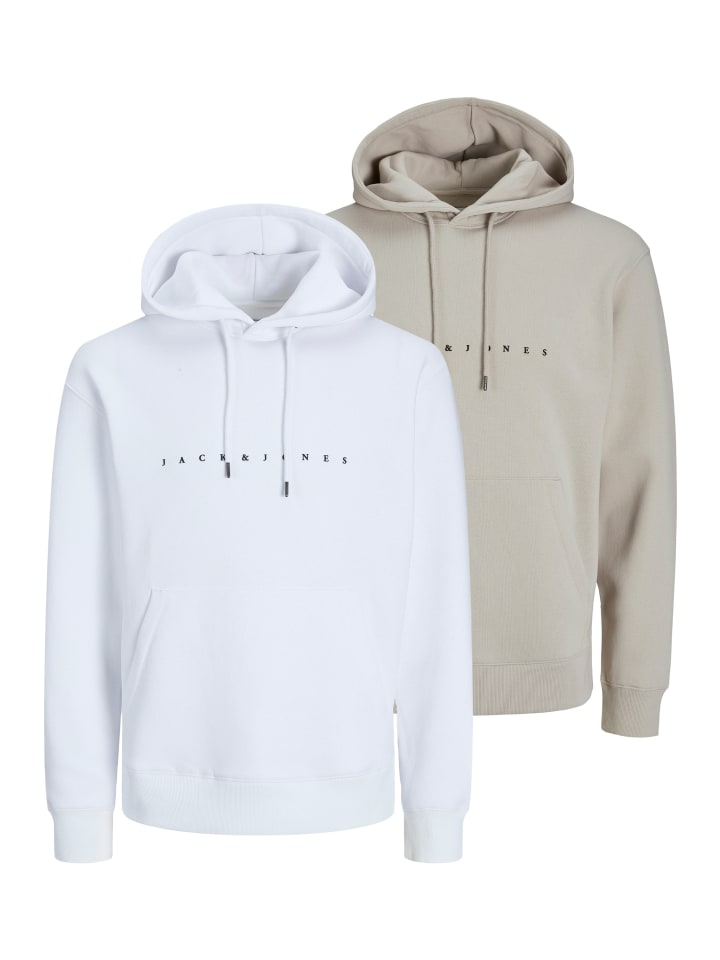 Sweatshirt / Hoodie Star in Beige / weiß