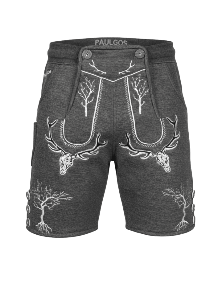 Jogginghose Design Trachten Lederhose Bermuda Shorts Kurz JOK6 in Dunkelgrau