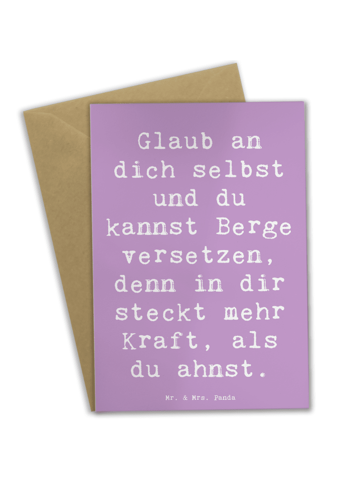 Grußkarte Spruch Selbstvertrauen stärken mit Sp... in Lavendeltraum