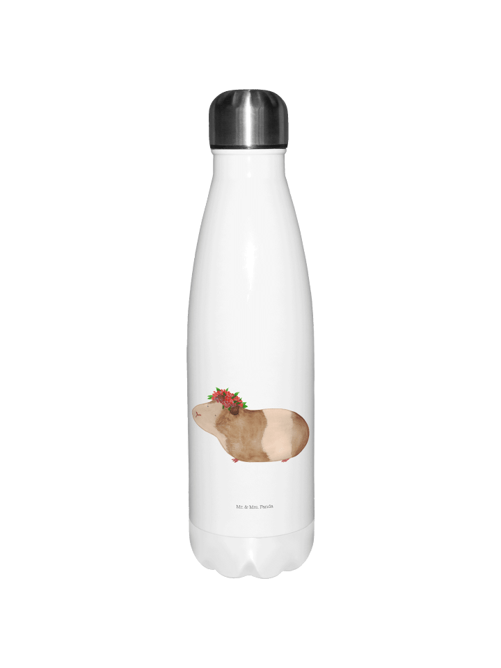 Thermoflasche Meerschweinchen Weisheit ohne Spruch in Weiß