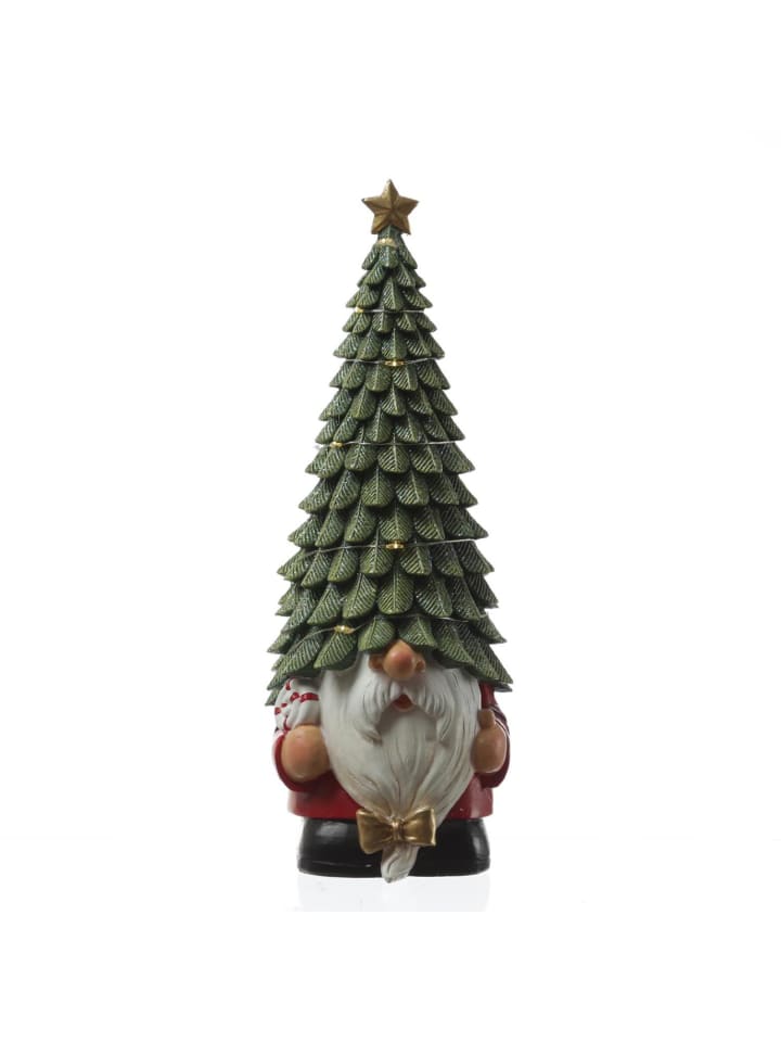 LED Weihnachtswichtel mit beleuchteter Mütze Dekofigur H: 29cm in grün