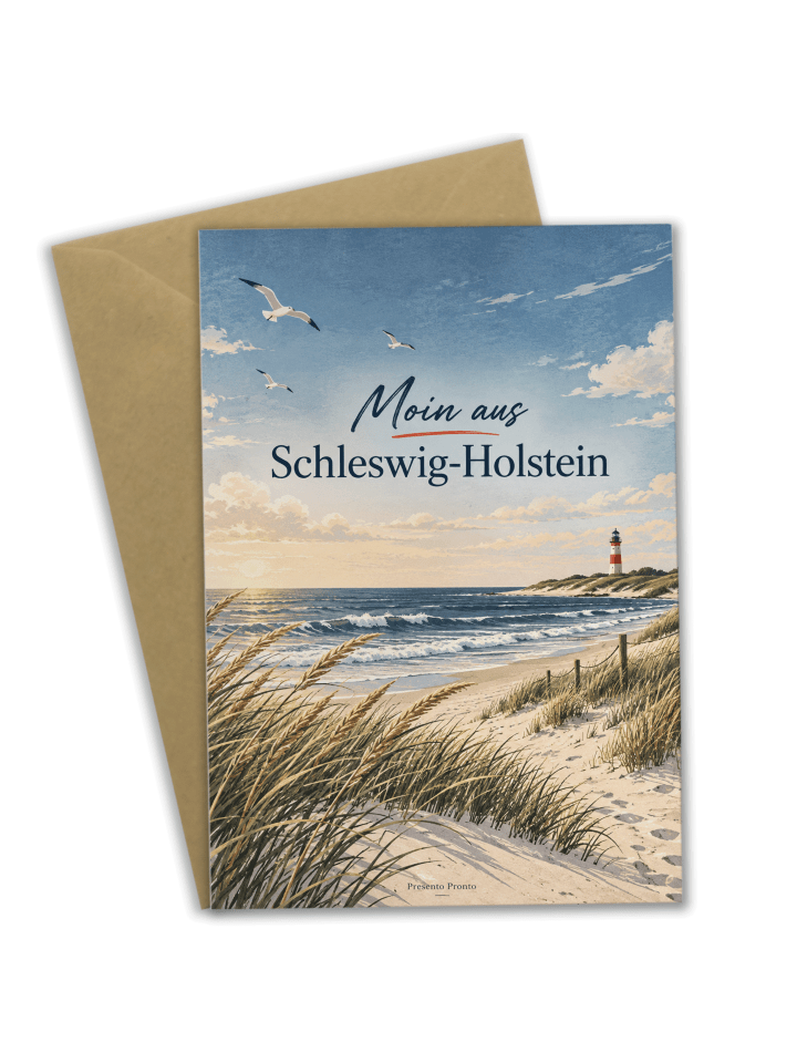 Glückwunschkarte Küstenlandschaft maritim Desig... in Weiß