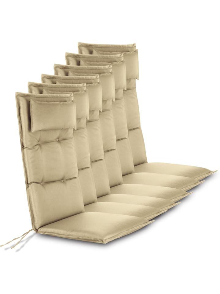 6 Premium Hochlehner Stuhlauflagen in Beige