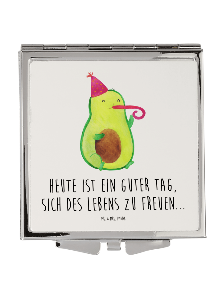 Schminkspiegel Avocado Feier mit Spruch in Weiß