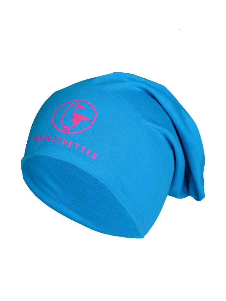Beanie mit Print Möwe in azuro/neon magenta