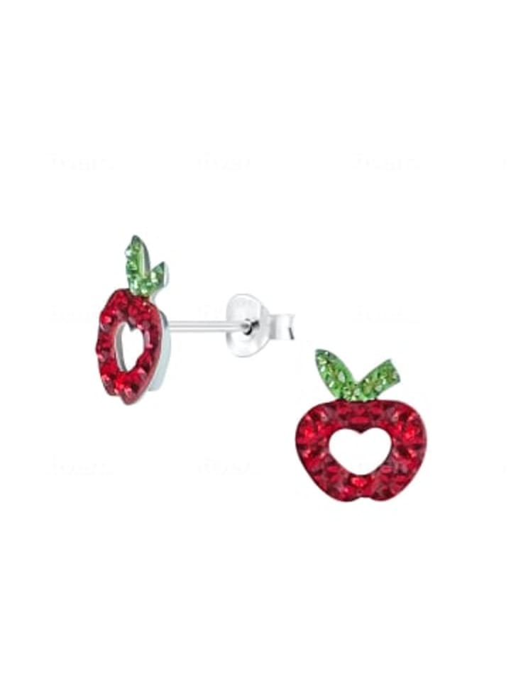 Ohrstecker APFEL Kristall rot in 925 Sterling Silber, 2-tlg.