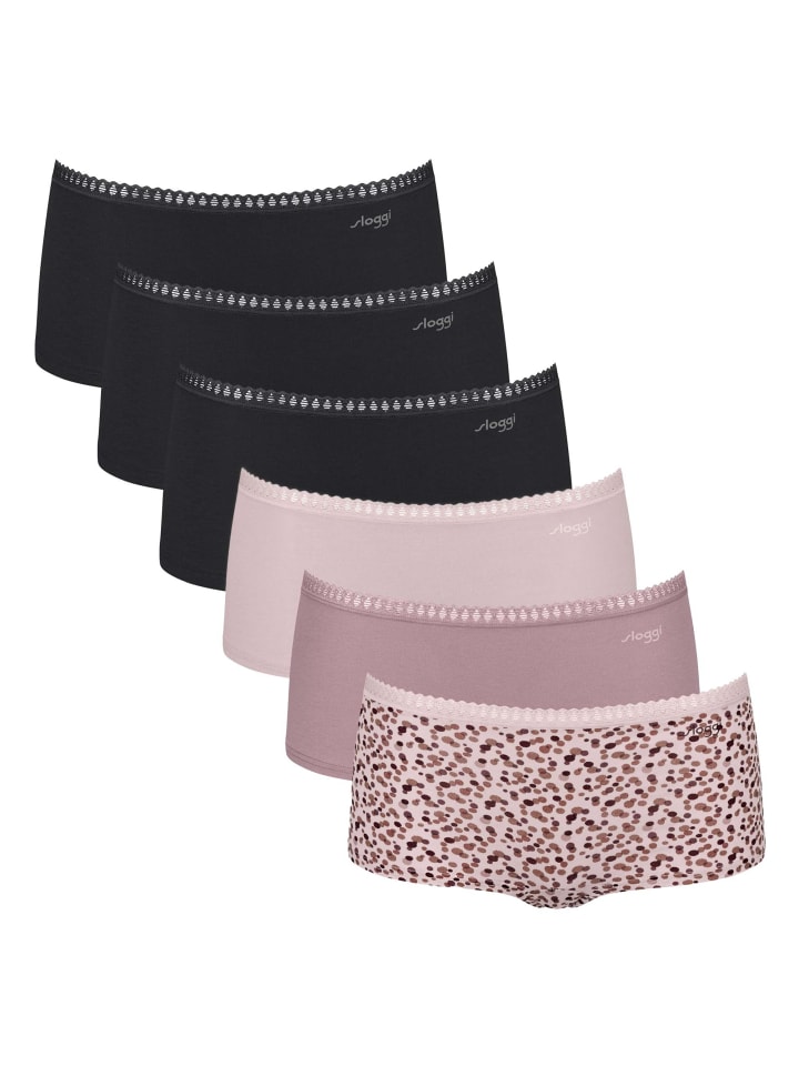 Panty 6er Pack in Schwarz/Rosa