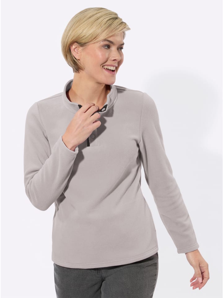 Fleece-Shirt in steingrau