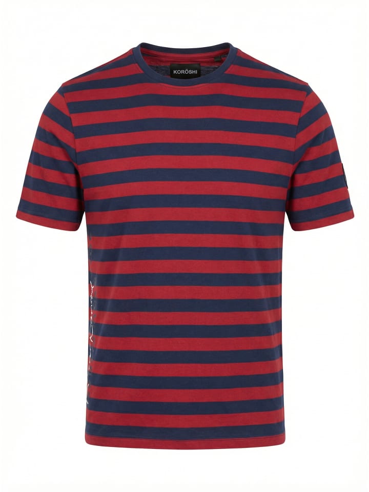 Crew baumwolle gestripte block t-shirt in rot