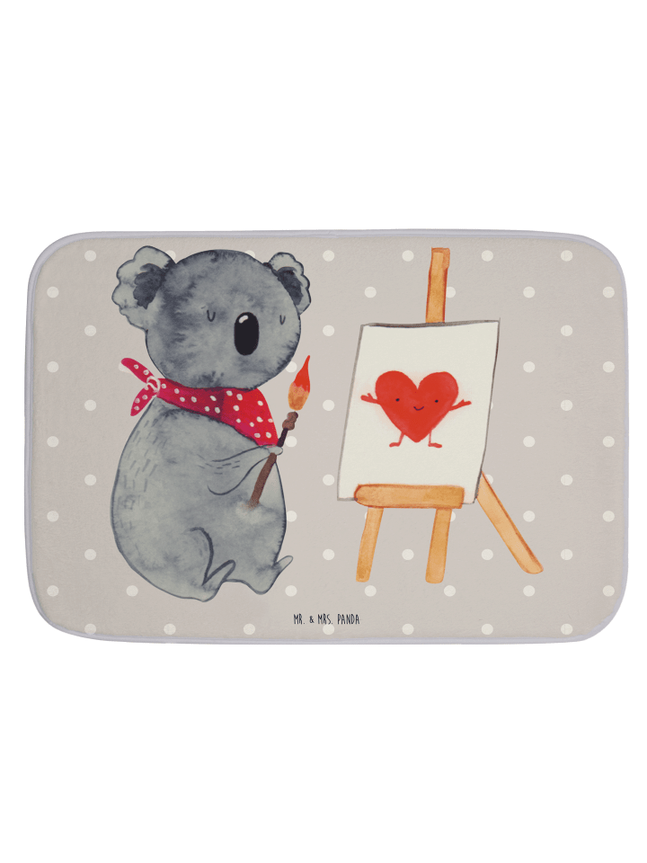 Badematte Koala Künstler ohne Spruch in Grau Pastell
