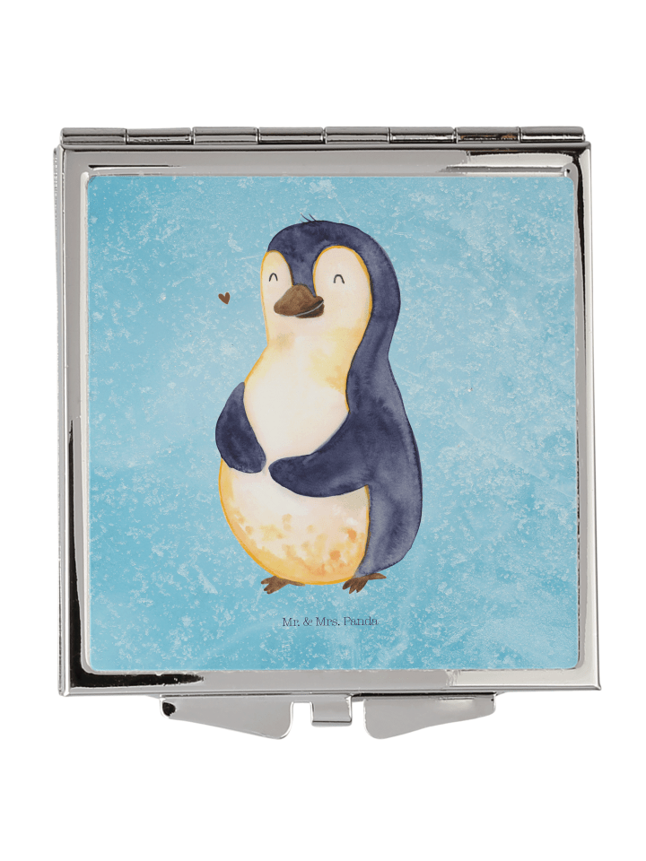 Kosmetikspiegel Pinguin Diät ohne Spruch in Eisblau