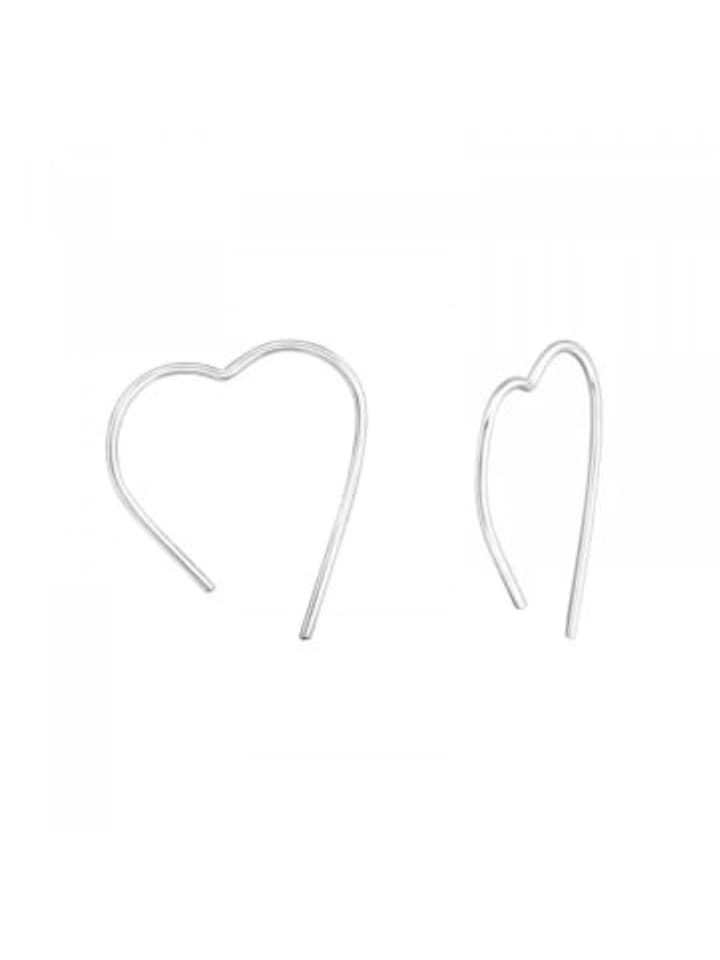 Creolen HERZ in 925 Sterling Silber, 2-tlg. in silber