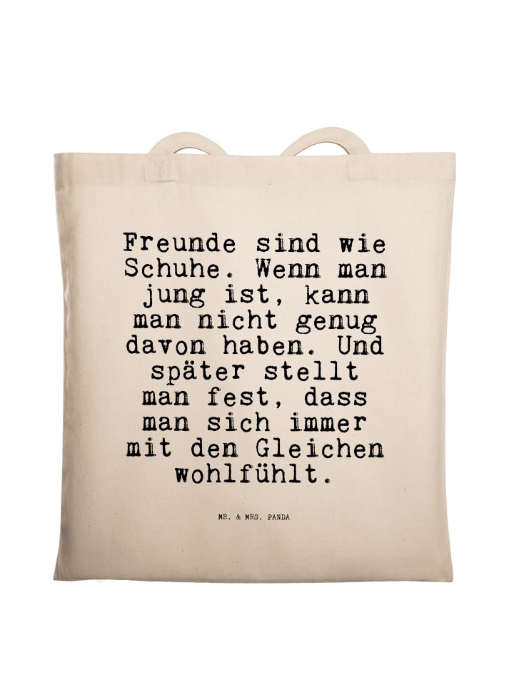 Tasche Freunde sind wie Schuhe.... mit Spruch in Creme