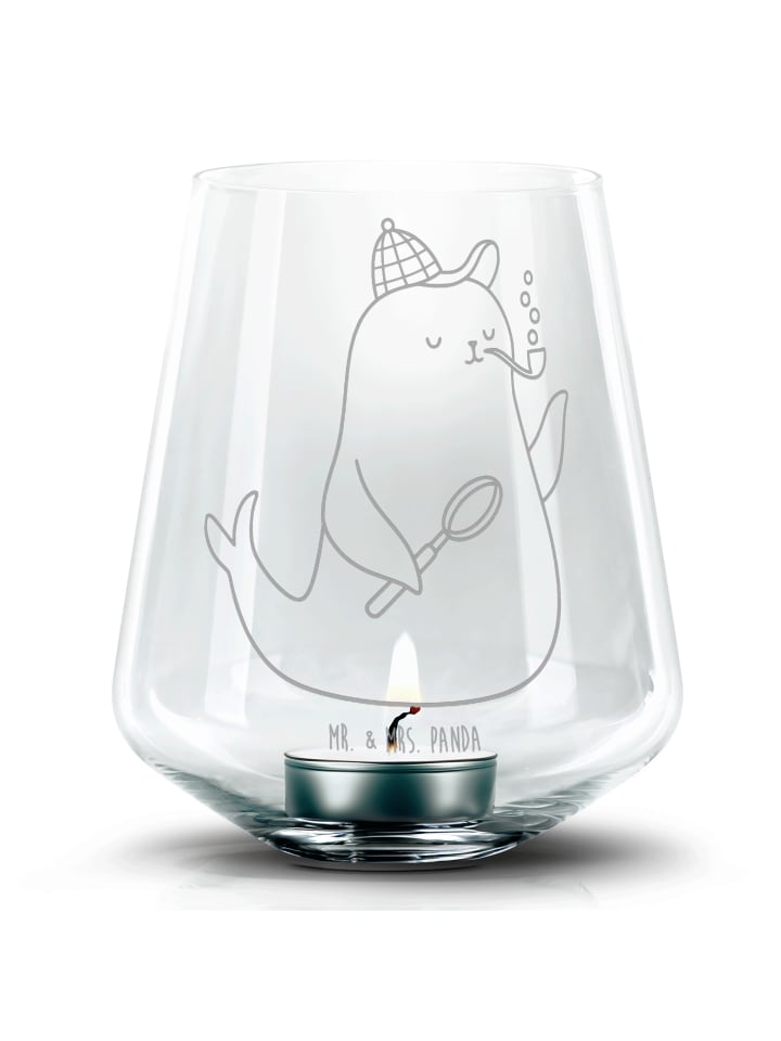 Windlicht Robbe Sherlock ohne Spruch in Transparent