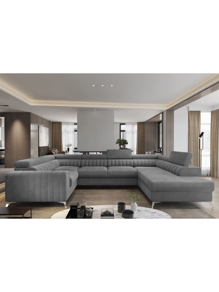 Luisa Recamiere Rechts in Charcoal - (L) 202 x (B) 347 x (H) 92 cm