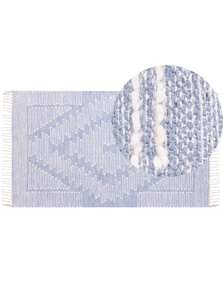 Kurzflor ANSAR in Blau/Weiß - (W) 80 x (L) 150 cm