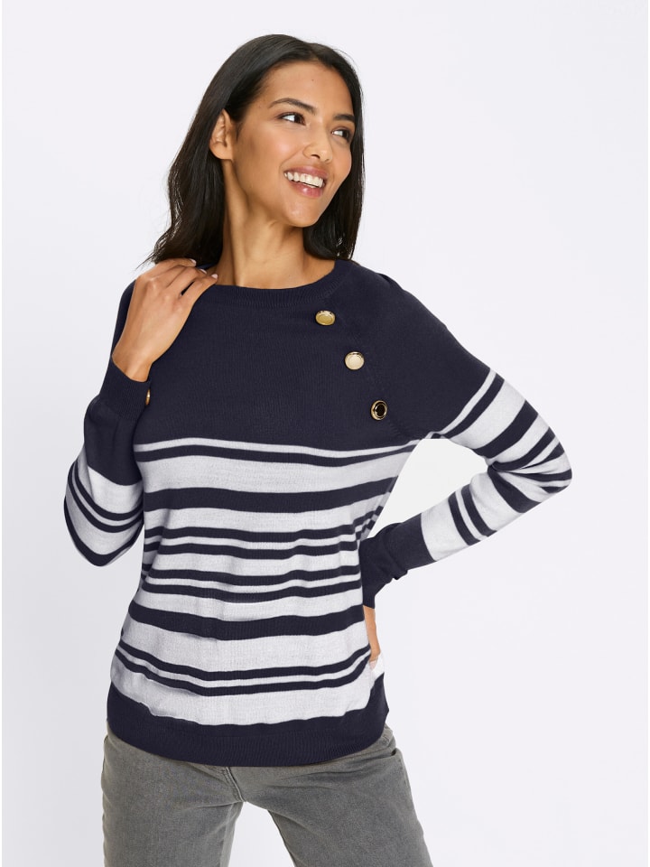 Ringel-Pullover in marine-weiß-geringelt