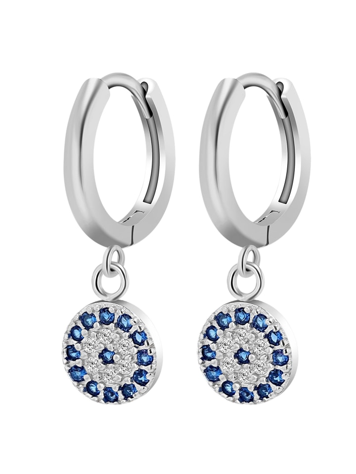 Damen Anhänger aus 925 Silber mit Zirkonia in blau