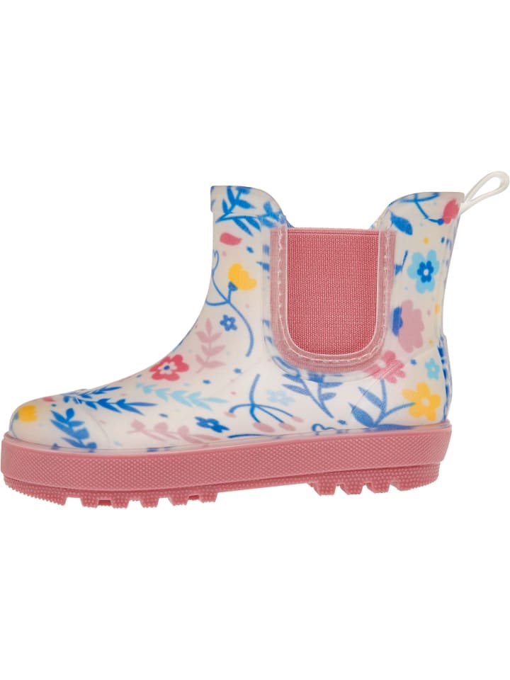 Regenstiefel Halbschaft Blumen in ecru