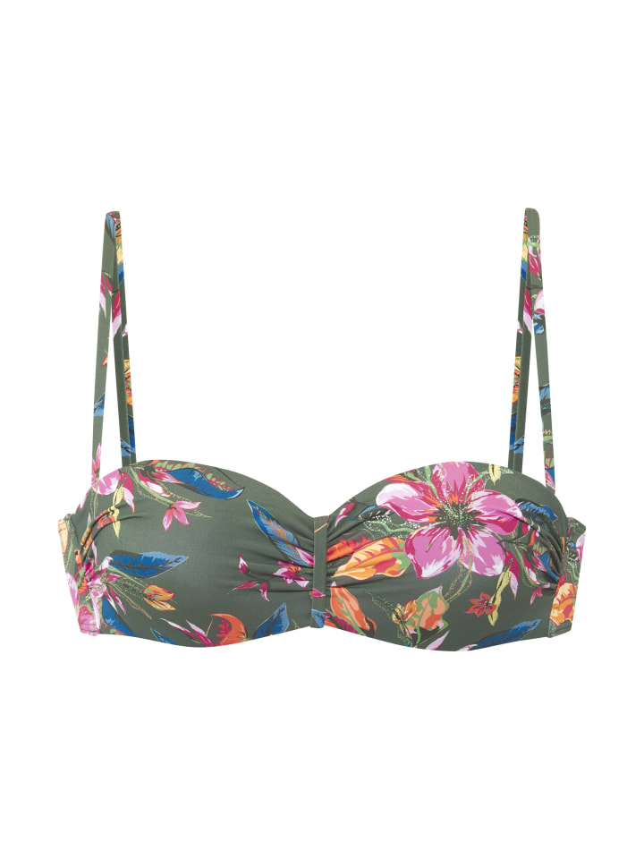 Bügel-Bandeau-Bikini-Top in oliv bedruckt