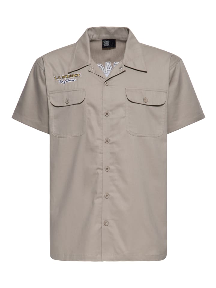 King Kerosin Workwear Hemd Long Beach Mechanic Dude in sand