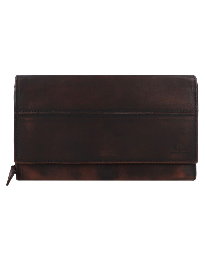 Destressed Geldbörse RFID Schutz Leder 13 cm teak brown
