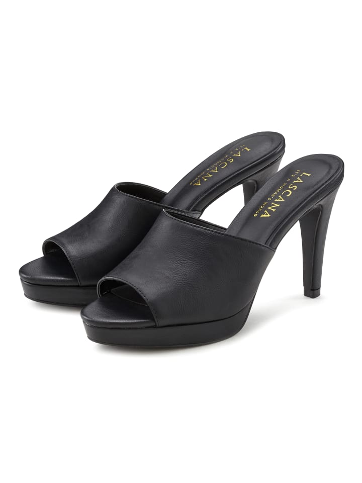 High-Heel-Pantolette in schwarz