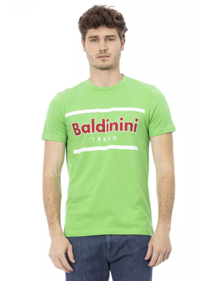 Zweifarbig Grün Baumwolle Herren T-Shirt