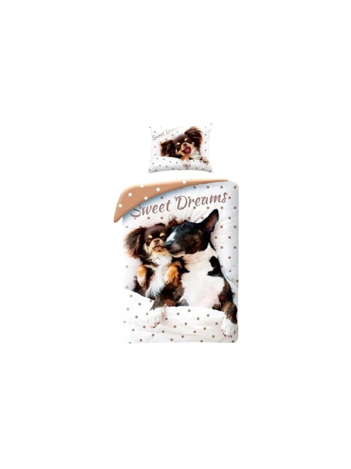 Tiere Sweet Dreams Hunde Bettwäsche Set 140×200cm, 70×90 cm