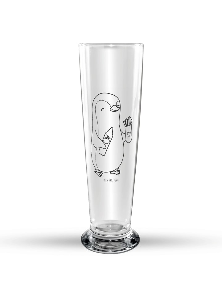Glas mit Gravur Pinguin Pommes ohne Spruch in Transparent