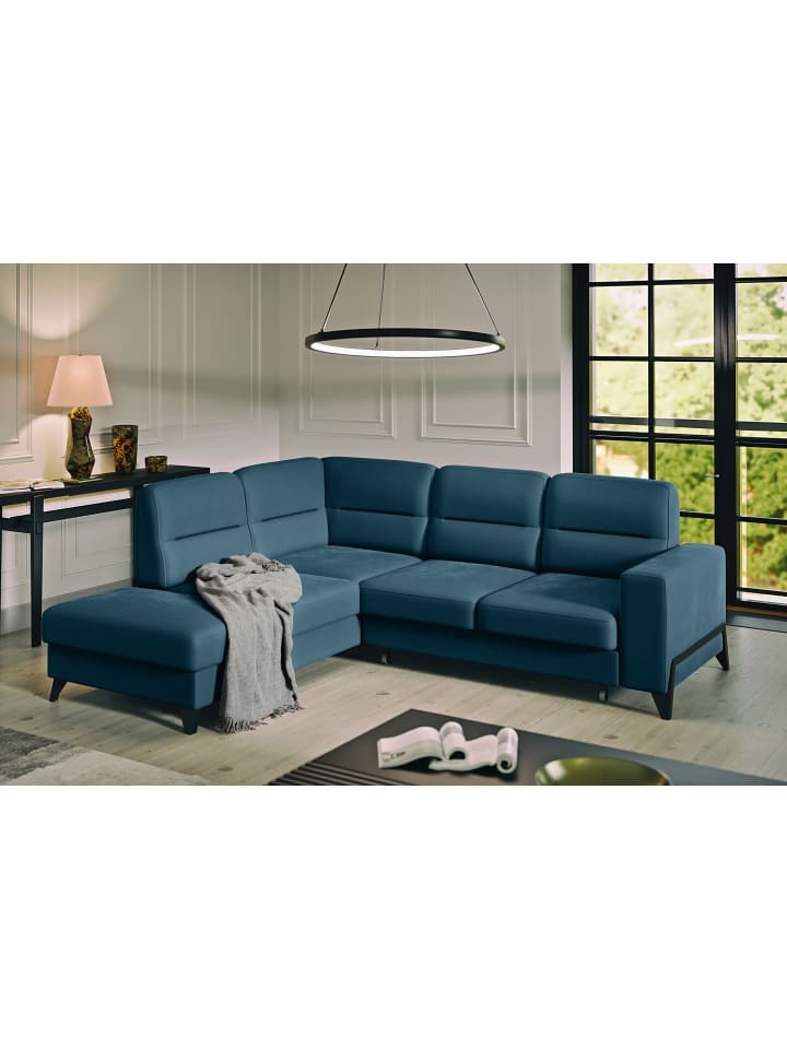 Cassada Recamiere Links in Blau - (L) 237 x (B) 277 x (H) 100 cm