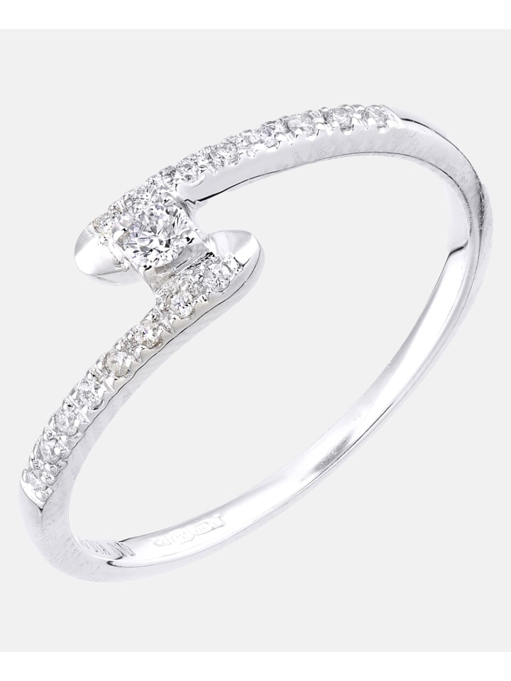 Ring aus 375 Weißgold mit 0.1 Karat Diamant