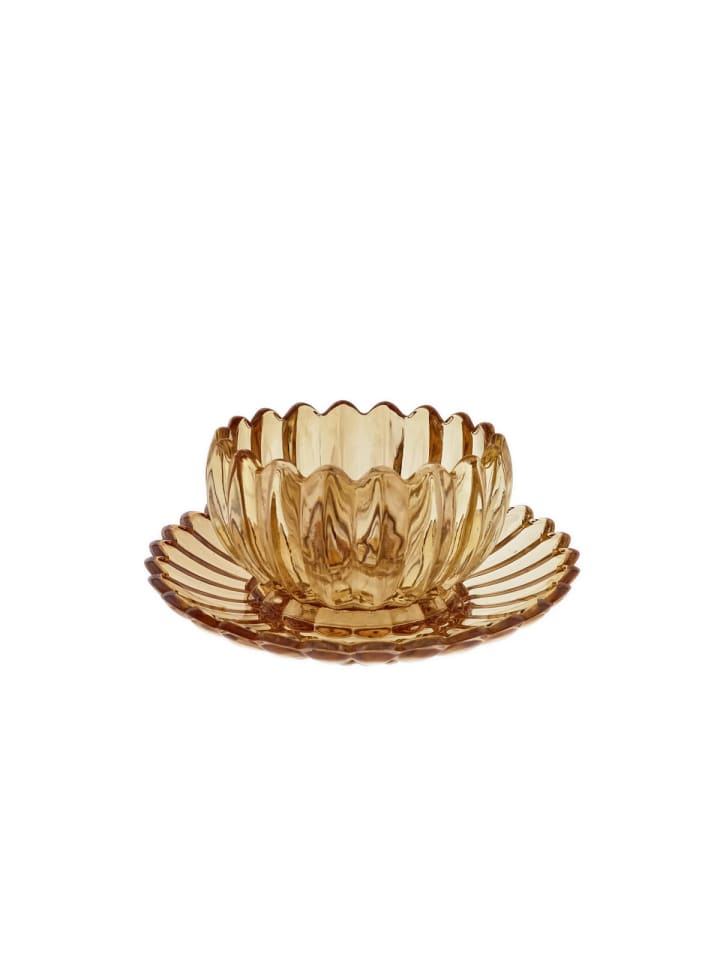 DessertgläserUnterteller, 12-teiliges Glasschalenset - in Gold/Braun