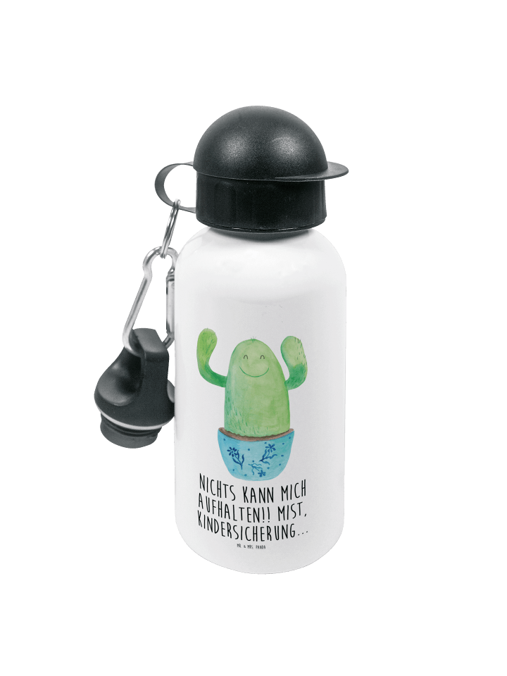 Trinkflasche Kaktus Happy mit Spruch in Weiß