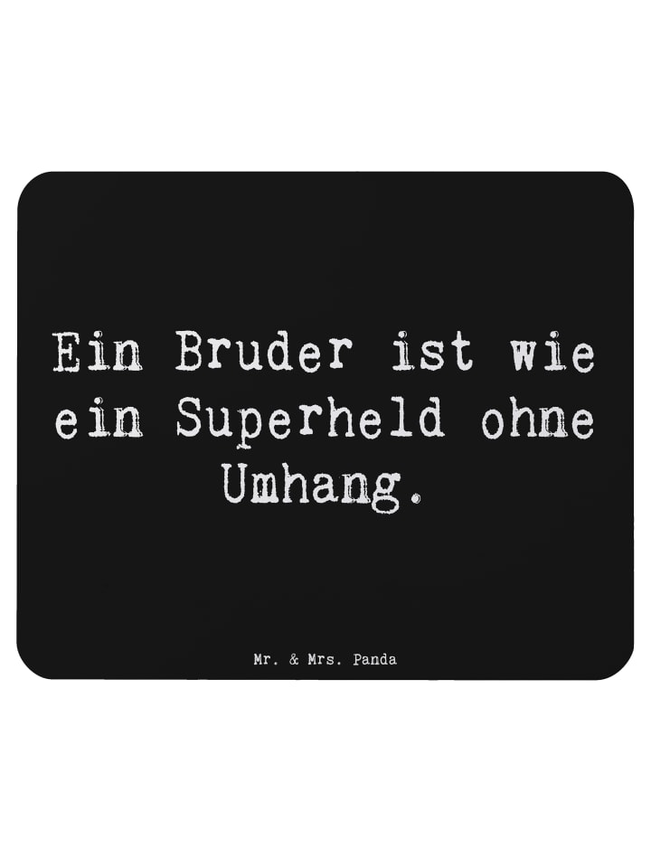 Maus-Pad Spruch Bruder Superheld mit Spruch in Schwarz