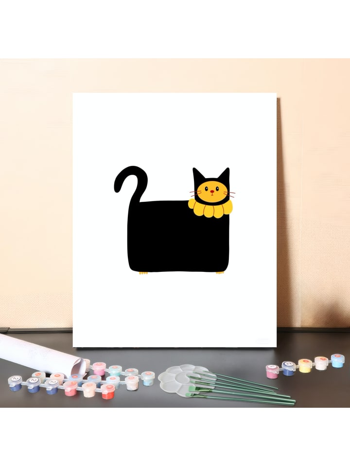 DIY Malen nach Zahlen Set-"Goldene Katze mit Fisch"