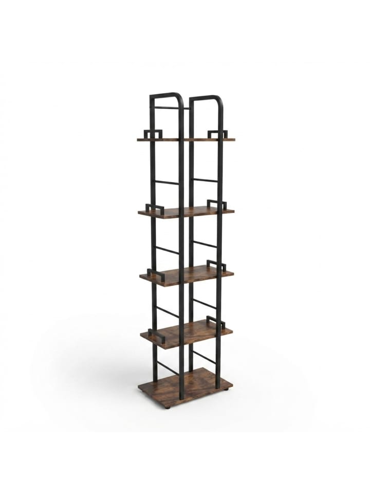 Standregal in Schwarz/ Braun - (B)38 x (H)143 x (T)24 cm