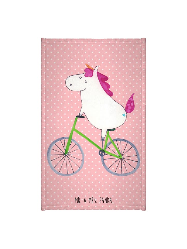 Handtuch Einhorn Radfahrer ohne Spruch in Rot Pastell