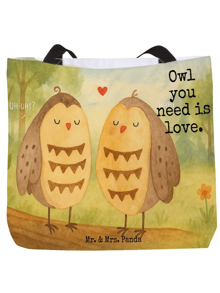 Tasche Eulen Liebe Design mit Spruch in Weiß