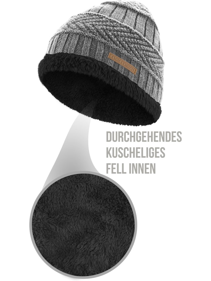 Winter Fellmütze Kebili in Grau/Schwarz