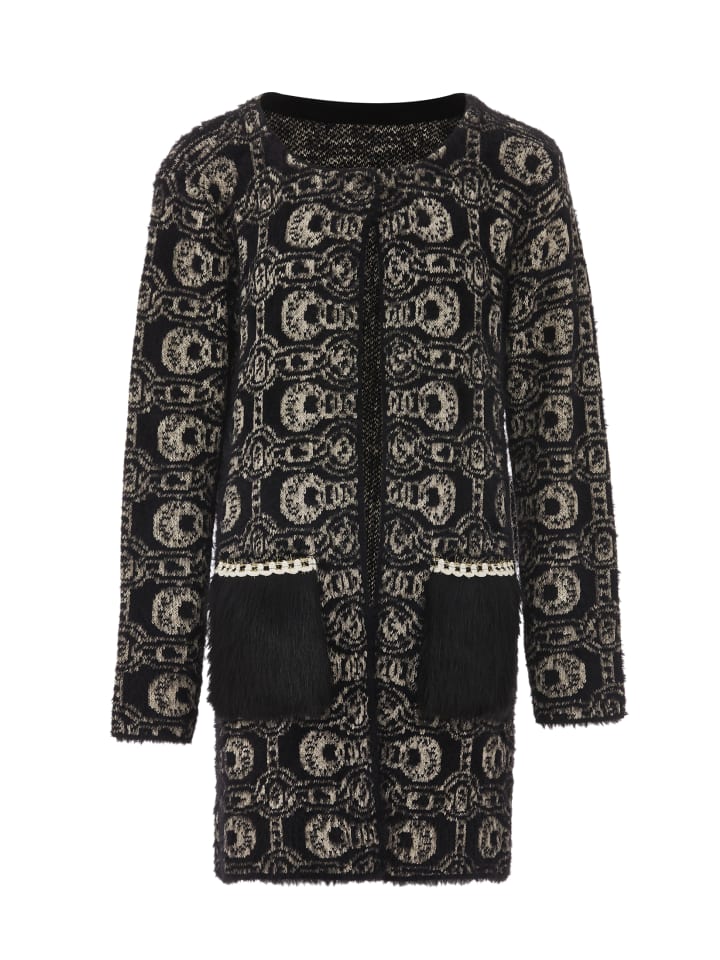 Damen Strickjacke in Schwarz Wollweiss
