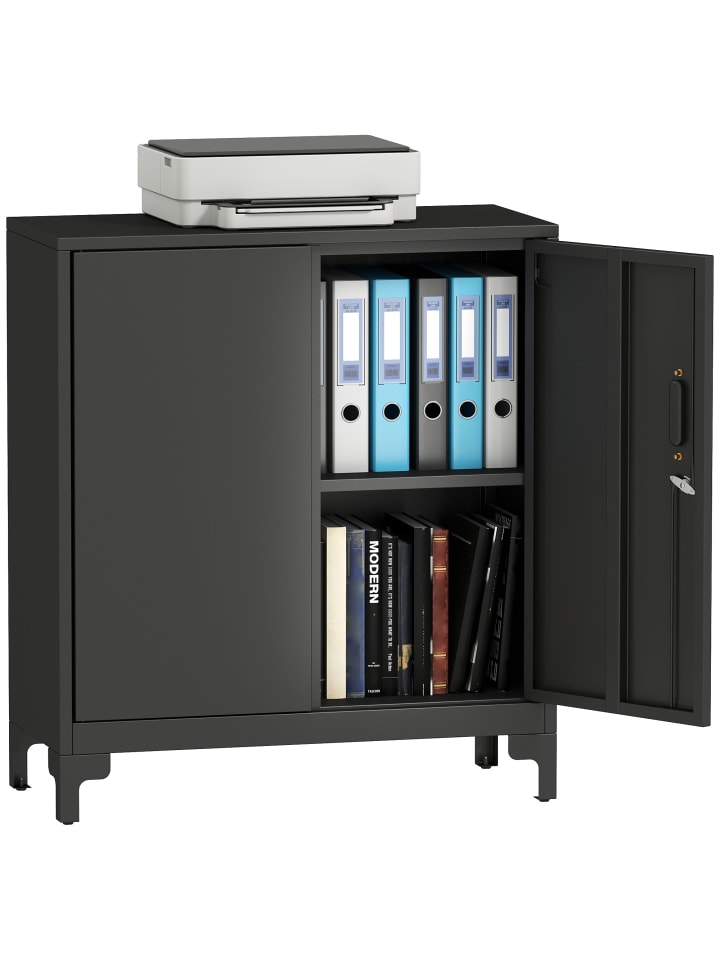 Metallschrank in Schwarz 80L x 35B x 91H cm