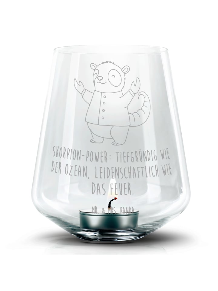Kerzenglas Skorpion Astrologie mit Spruch in Transparent