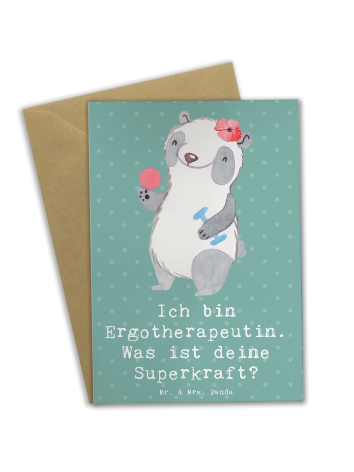 Grußkarte Super Ergotherapeutin mit Spruch in Meeresbrise