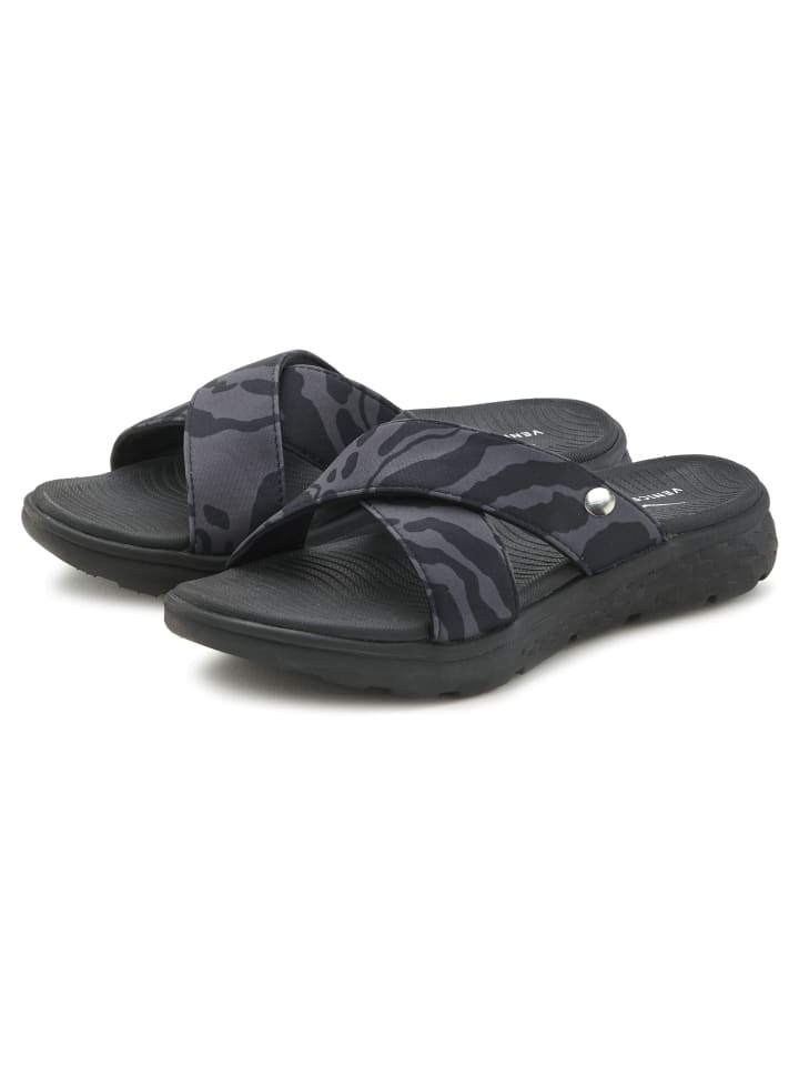 Badepantolette in schwarz / grau